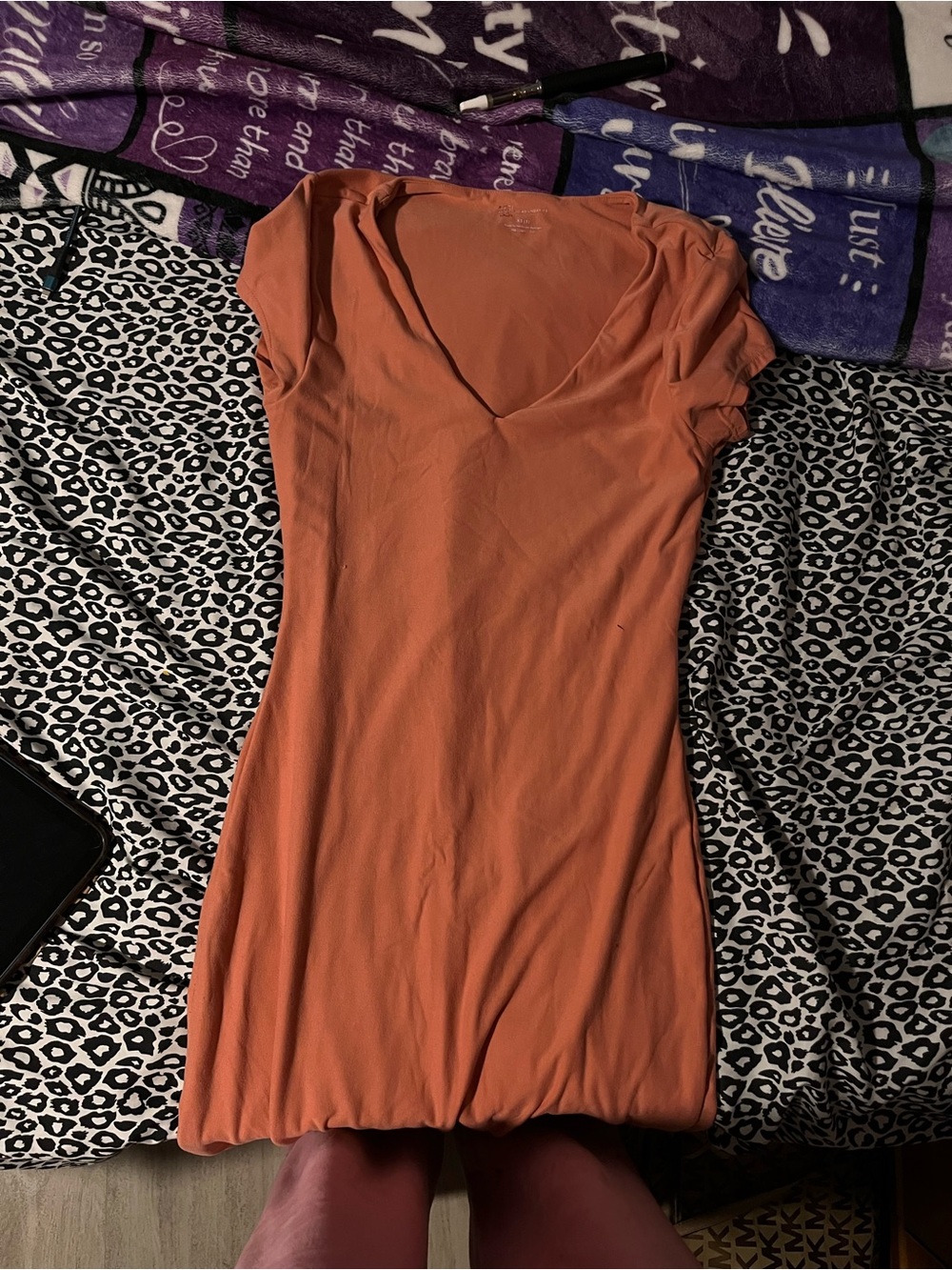 No Boundaries Coral Orange V-Neck Midi Dress
